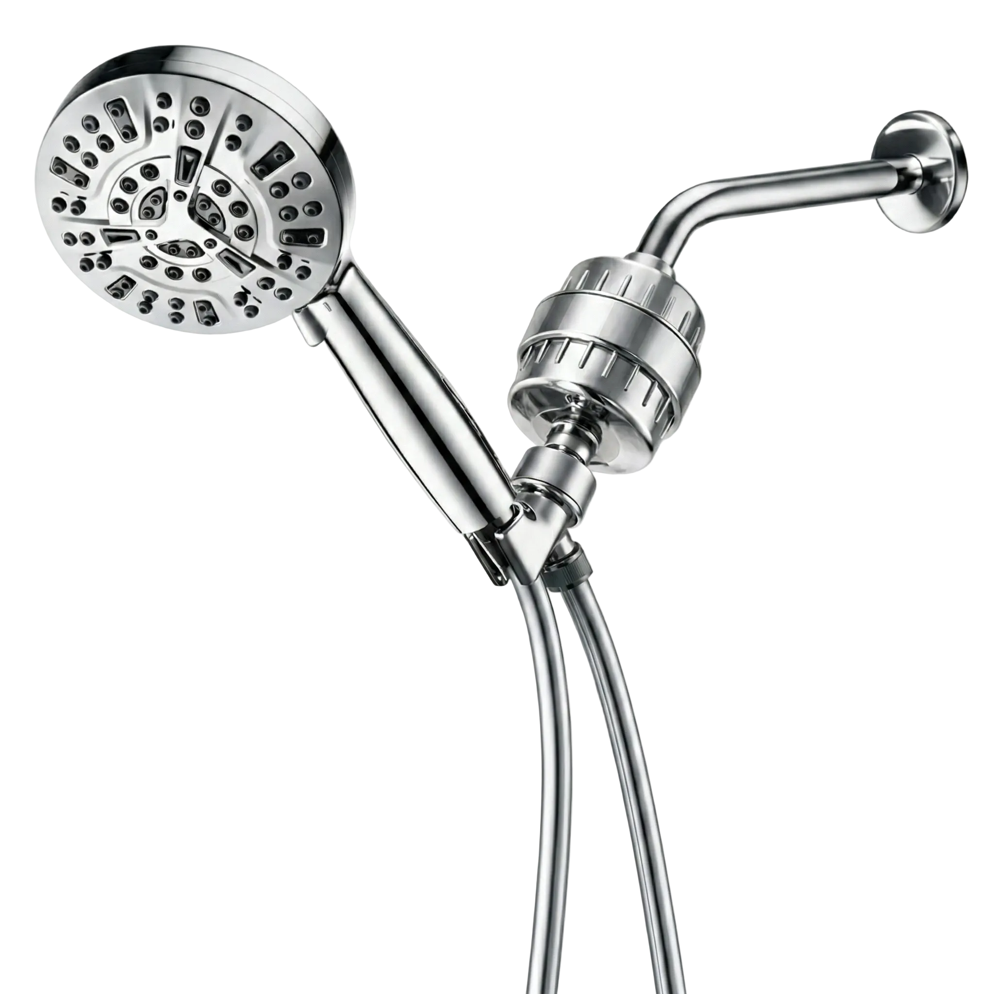 Luxe 10 Mode Showerhead Complete Shower Kit in chrome - full kit front view
