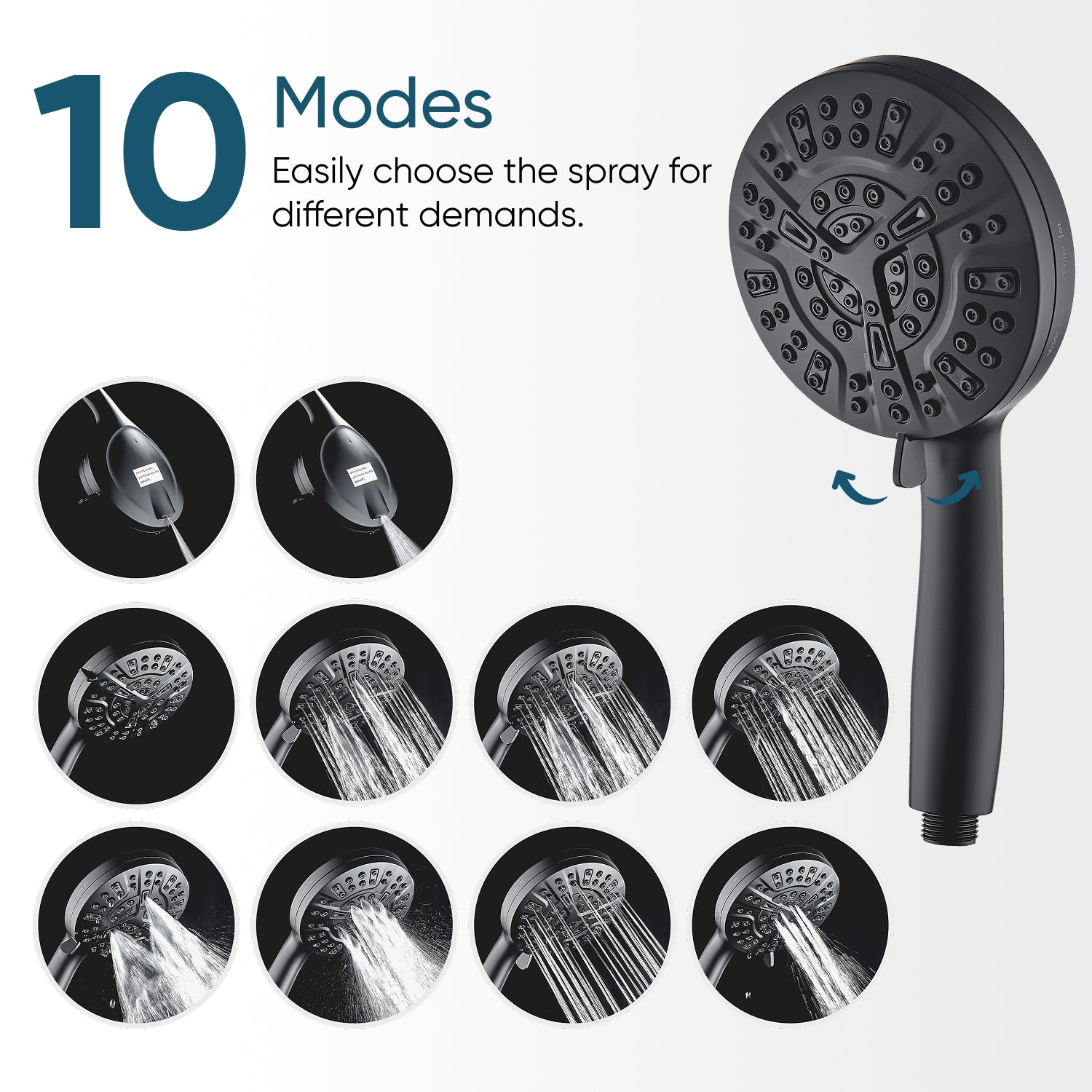 Kit de douche complet avec pomme de douche Luxe 10 modes