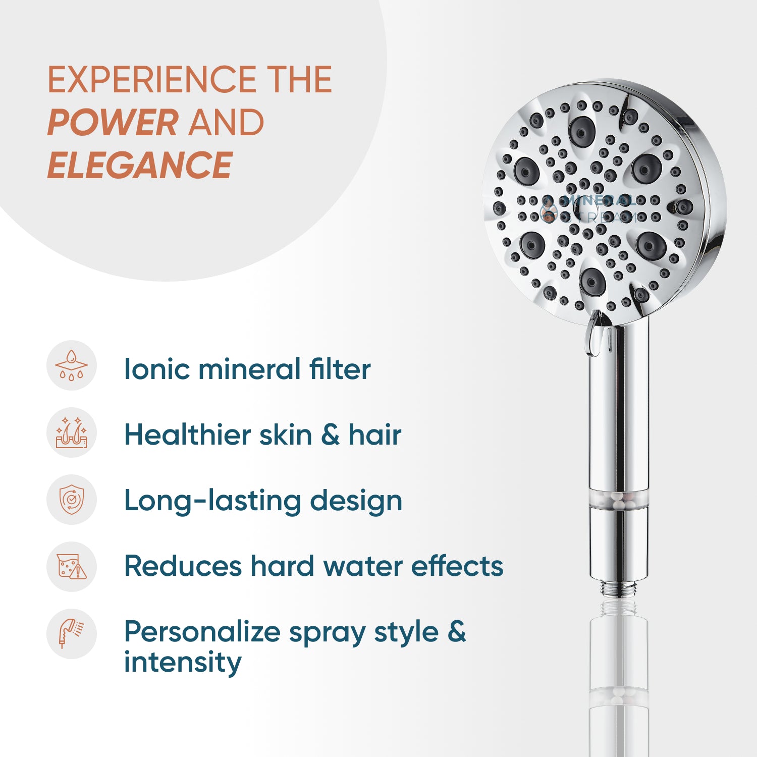Couche de douche haute pression à 9 mode Mineralstream Luxe 9 Mode (filtré)