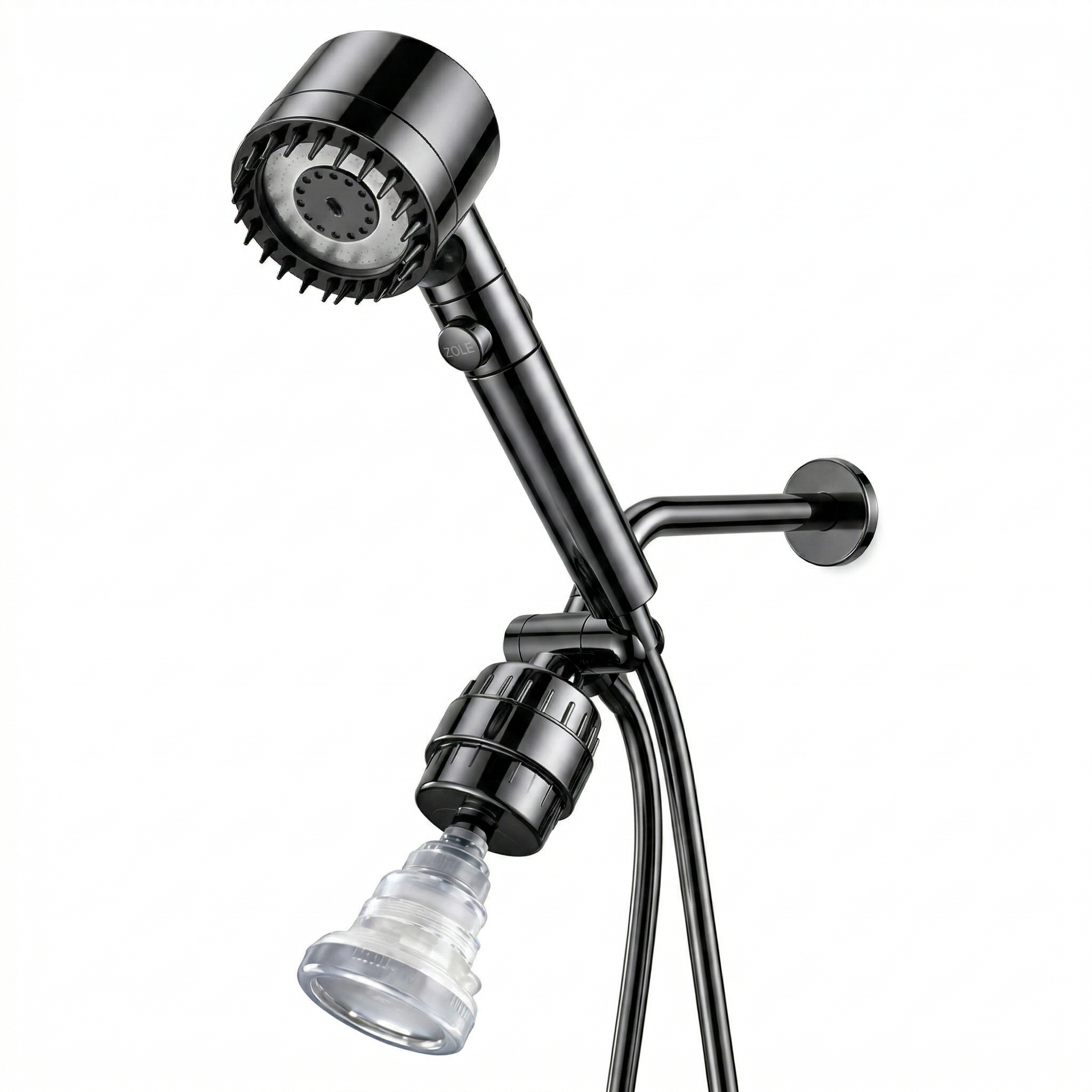 MineralStream Massage Filtered Shower Head Dual Kit in black