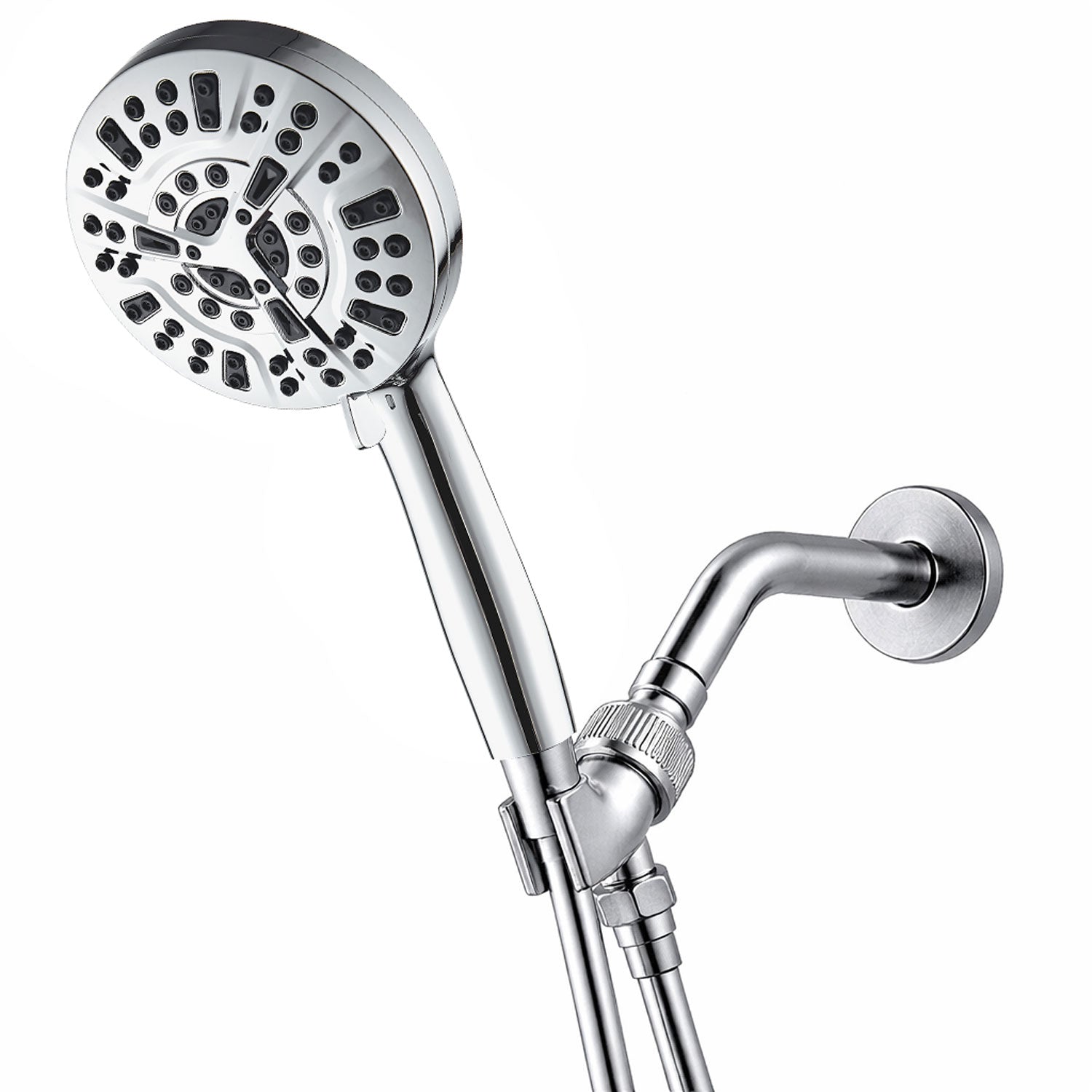 Luxe 10 Mode Showerhead Shower Essentials Kit in chrome, front view