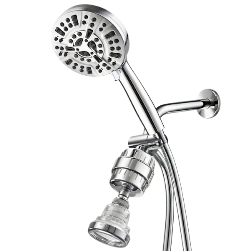 DEUX POMMEAUX DE DOUCHE, DOUBLE FILTRATION