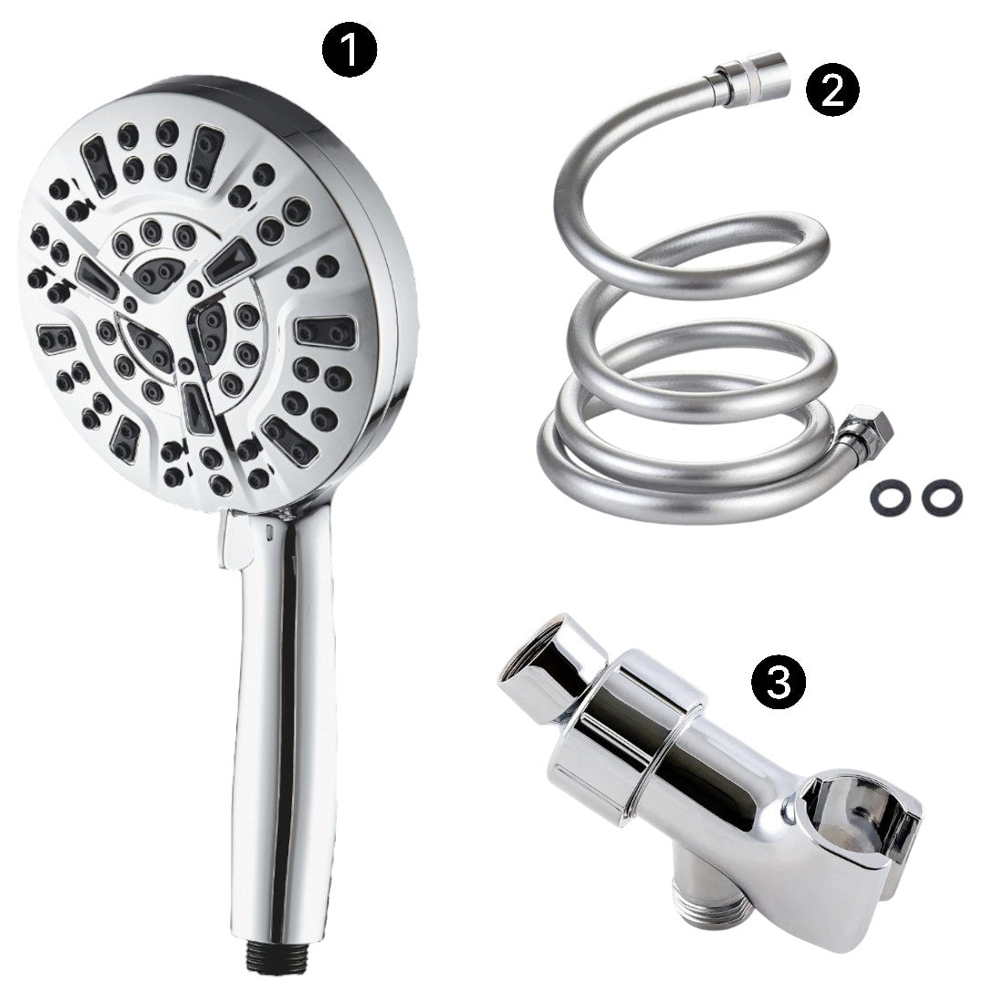 Luxe 10 Mode Showerhead Shower Essentials Kit Chrome