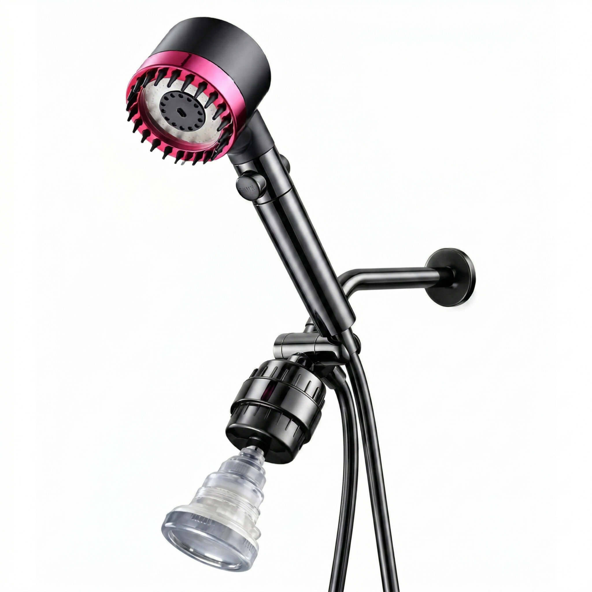 MineralStream Massage Filtered Shower Head Dual Kit in fuchsia pink