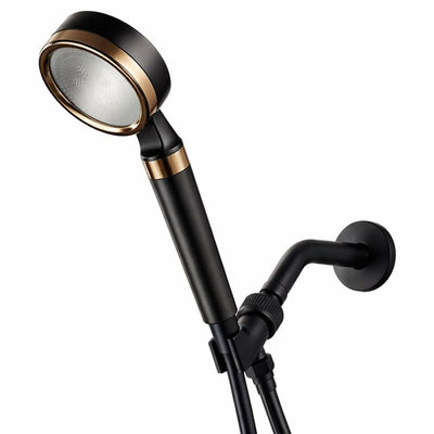 MineralStream BLACK Vitamin C Shower Essentials Kit — black shower head, 1.5m hose and holder
